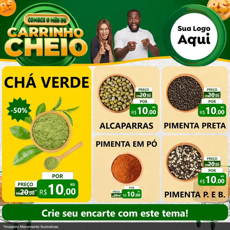 Modelo de Rede Social para Feed Facebook com o tema Carrinho Cheio para Produtos Naturais