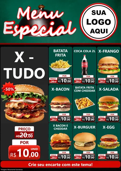 Modelo de Encarte para Encarte A4 Vertical com o tema Menu Especial para Hamburgueria