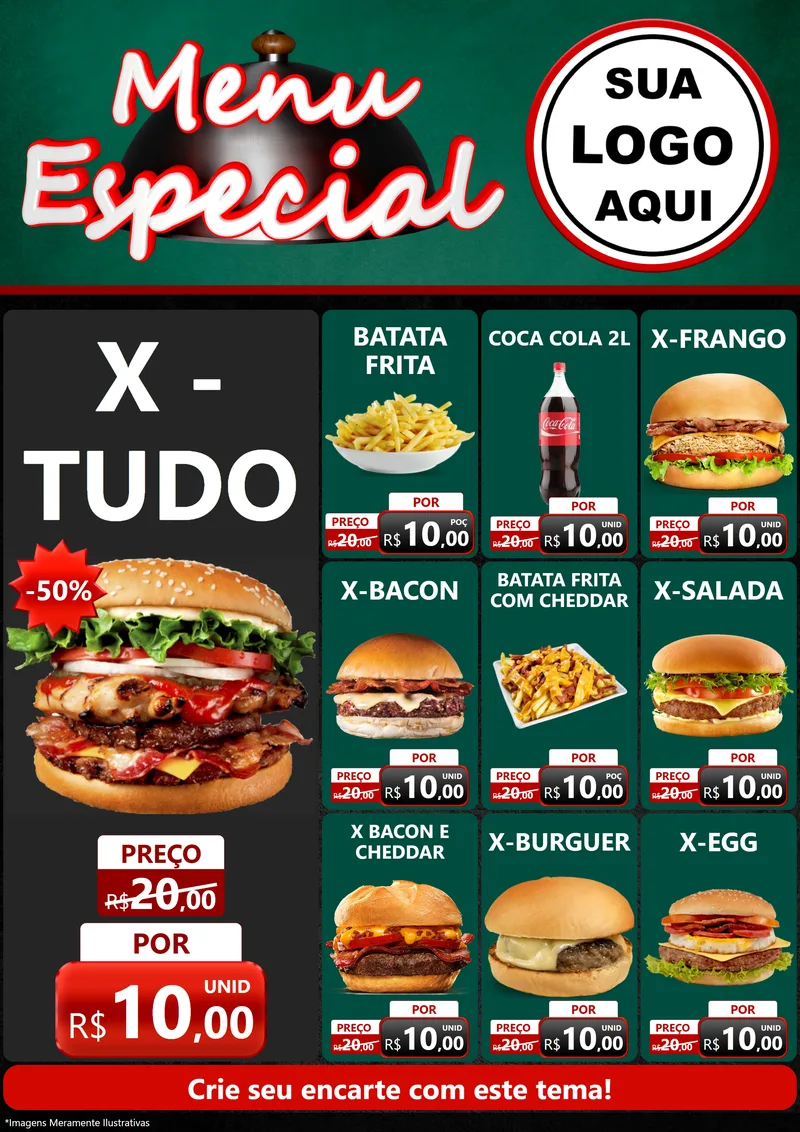 Modelo de Encarte para Encarte A4 Vertical com o tema Menu Especial para Hamburgueria