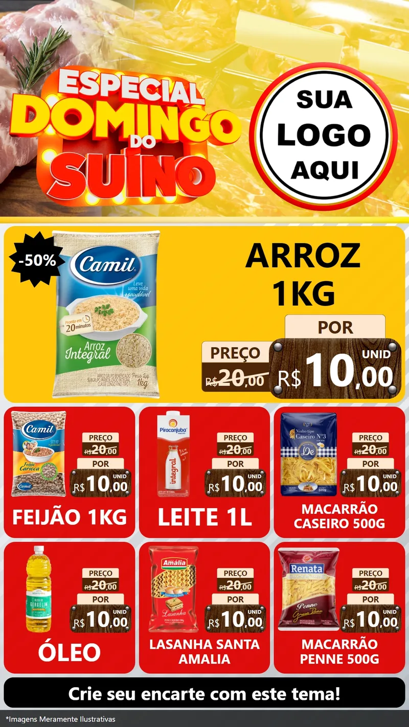 Modelo de Rede Social para Stories com o tema Especial Domingo do Suíno para Supermercado