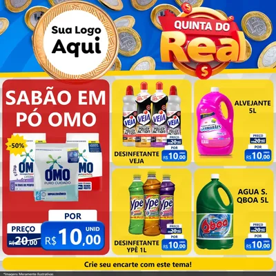 Modelo de Rede Social para Feed Facebook com o tema Quinta do Real para Produtos de Limpeza