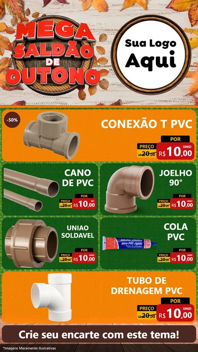 Modelo de TV para TV Vertical com o tema Mega Saldão de Outono para Tubos e conexões