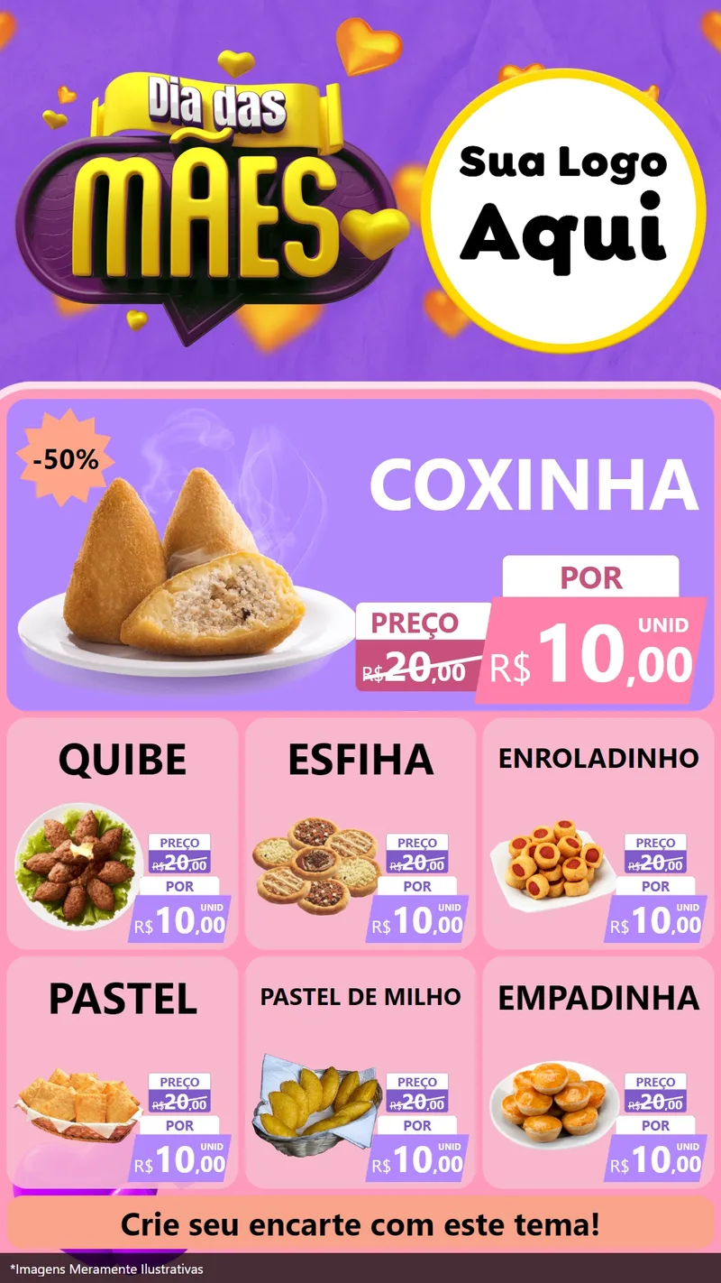 Modelo de Rede Social para Stories com o tema Dia das Mães para Salgadaria