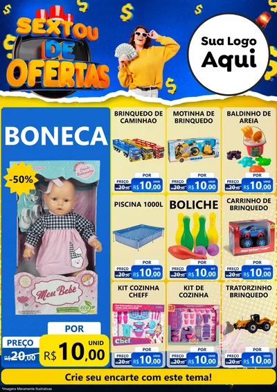 Modelo de Encarte para Encarte A4 Vertical com o tema Sextou de Ofertas para Brinquedos
