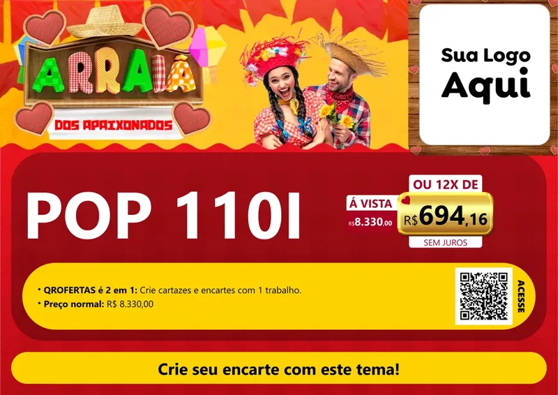 Modelo de Cartaz para Cartaz A4 Horizontal com o tema Arraiá Dos Apaixonados - Junina para Concessionaria de Motos
