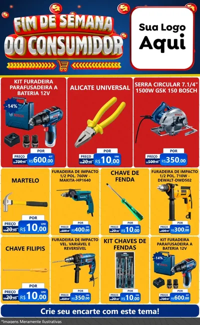 Modelo de Encarte para Encarte Grande com o tema Fim de Semana do Consumidor para Maquinas e Ferramentas