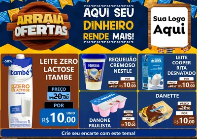 Modelo de Encarte para Encarte A4 Horizontal com o tema Arraiá de Ofertas - Junina para Frios e Laticínios