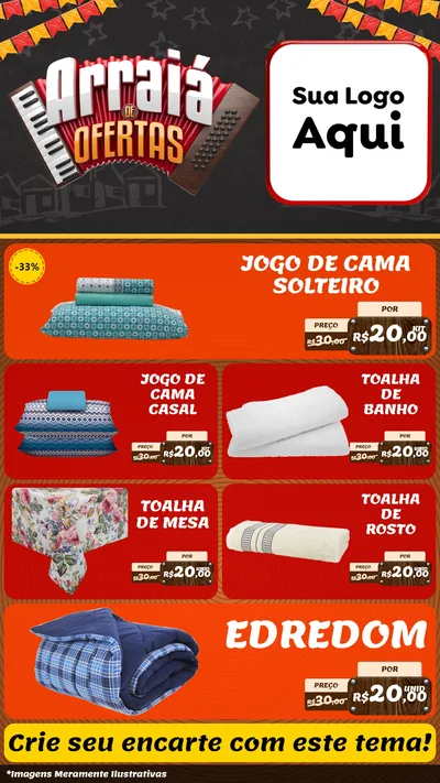 Modelo de TV para TV Vertical com o tema Arraiá de Ofertas - Junina para Cama, Mesa e Banho