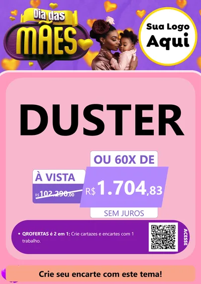 Modelo de Cartaz para Cartaz A4 Vertical com o tema Dia das Mães para Concessionaria de Carros