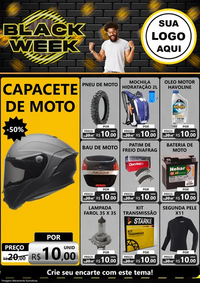 Modelo de Encarte para Encarte A4 Vertical com o tema Black Week para Moto peças