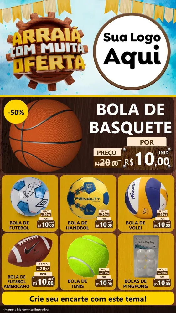 Modelo de Rede Social para Stories com o tema Ofertas de São João - Junina para Artigos Esportivos