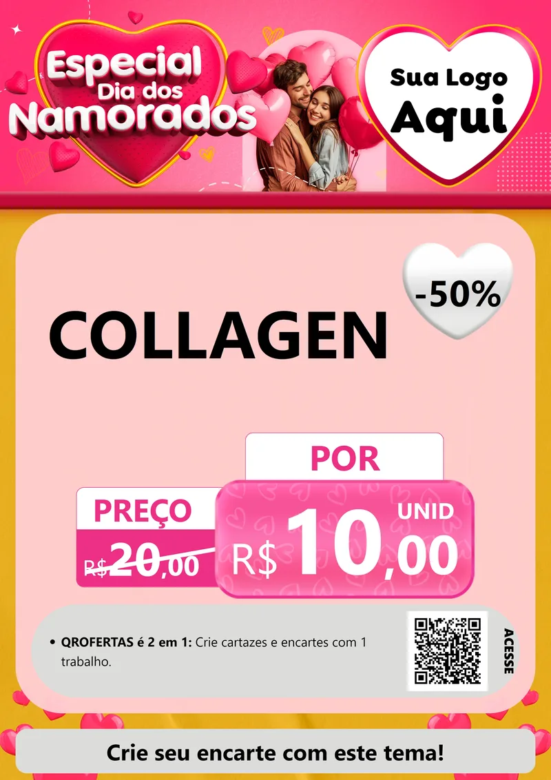 Modelo de Cartaz para Cartaz A4 Vertical com o tema Especial Dia dos Namorados para Suplementos alimentares