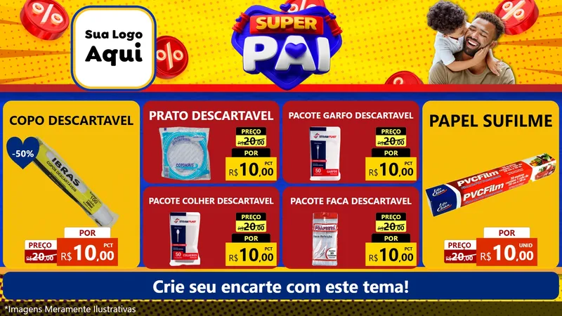 Modelo de TV para TV Horizontal com o tema Super Pai para Embalagens