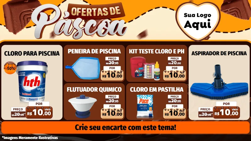 Modelo de TV para TV Horizontal com o tema Ofertas de Páscoa para Produtos para Piscina