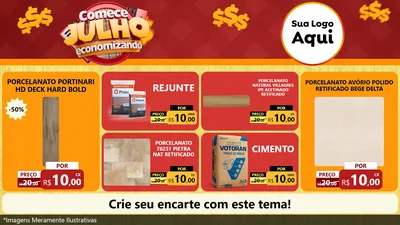 Modelo de TV para TV Horizontal com o tema Comece Julho Economizando para Pisos e revestimentos