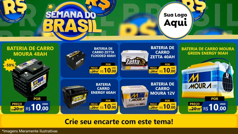 Modelo de TV para TV Horizontal com o tema Semana Do Brasil para Baterias Elétricas
