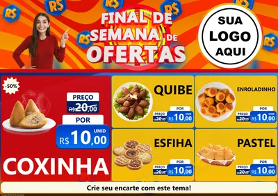 Modelo de Encarte para Encarte A4 Horizontal com o tema Final de Semana de Ofertas para Salgadaria