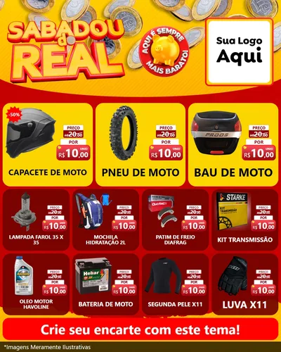Modelo de Rede Social para Feed Instagram com o tema Sabadou do Real para Moto peças