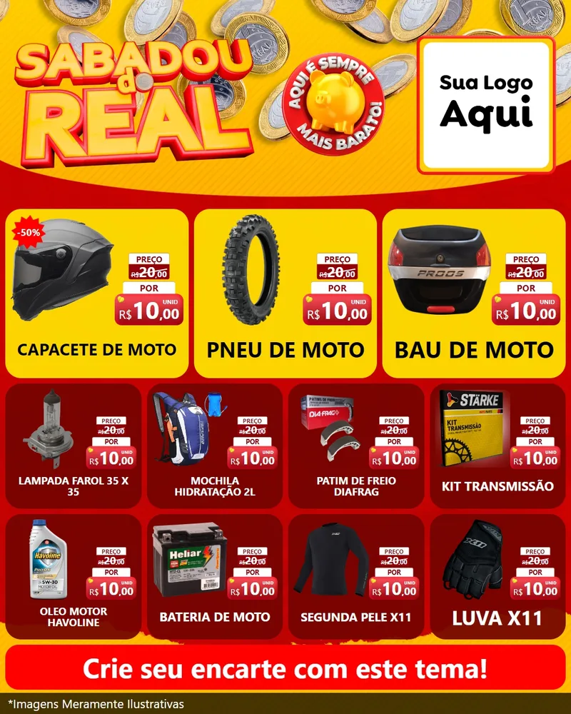 Modelo de Rede Social para Feed Instagram com o tema Sabadou do Real para Moto peças