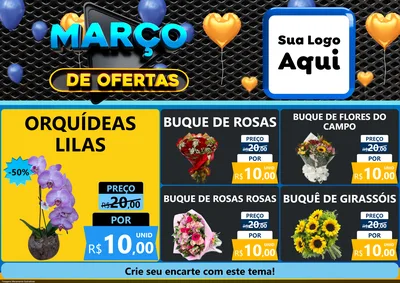 Modelo de Encarte para Encarte A4 Horizontal com o tema Março de Ofertas para Floricultura e jardim