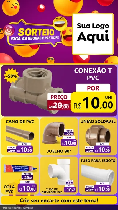 Modelo de Rede Social para Stories com o tema Sorteio para Tubos e conexões
