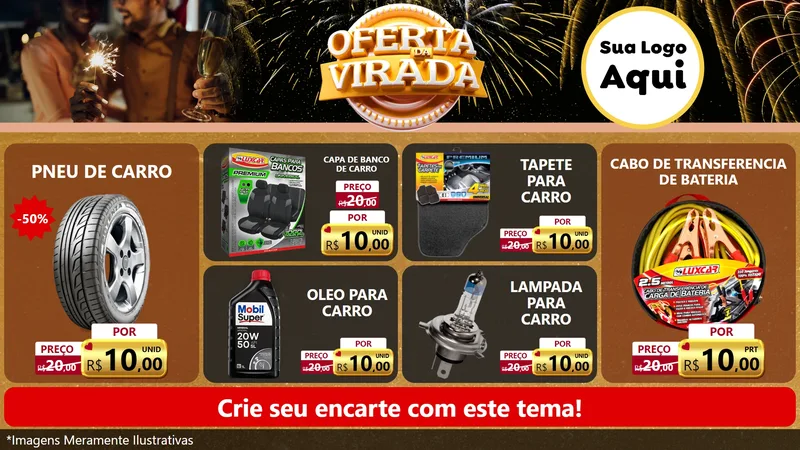 Modelo de TV para TV Horizontal com o tema Oferta da Virada para Auto peças