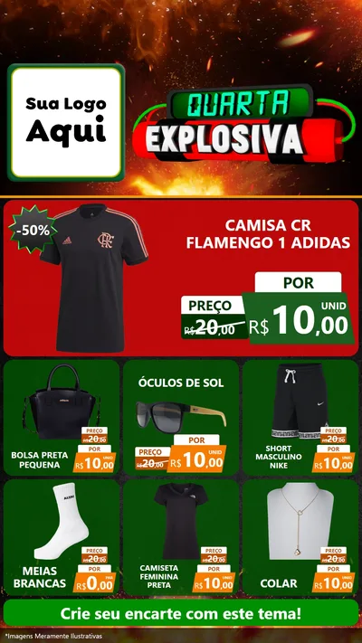 Modelo de Rede Social para Stories com o tema Quarta Explosiva para Roupas e acessórios