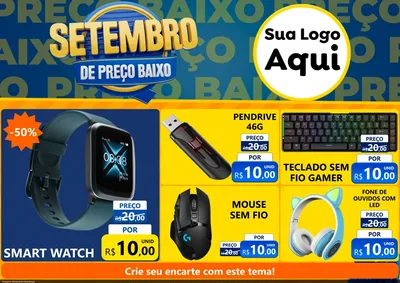 Modelo de Encarte para Encarte A4 Horizontal com o tema Setembro De Preço Baixo para Informática