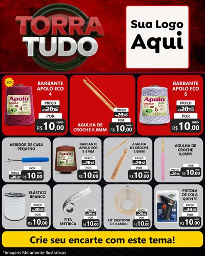 Modelo de Rede Social para Feed Instagram com o tema Torra Tudo para Armarinho e Aviamentos