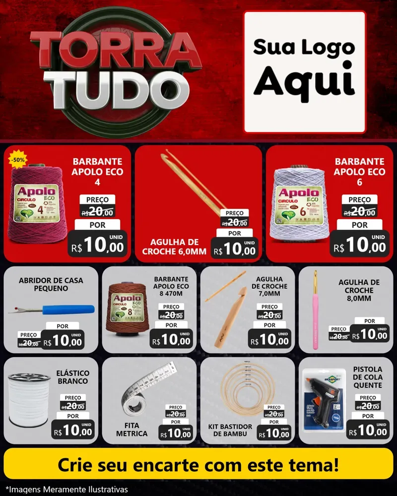 Modelo de Rede Social para Feed Instagram com o tema Torra Tudo para Armarinho e Aviamentos