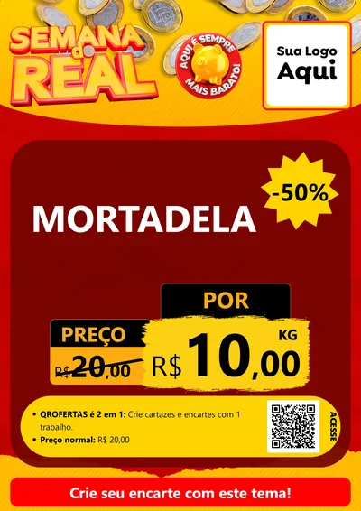 Modelo de Cartaz para Cartaz A4 Vertical com o tema Semana do Real para Frios e Laticínios