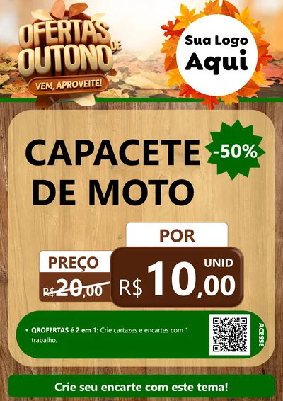 Modelo de Cartaz para Cartaz A4 Vertical com o tema Ofertas de Outono - Vem, Aproveite! para Moto peças