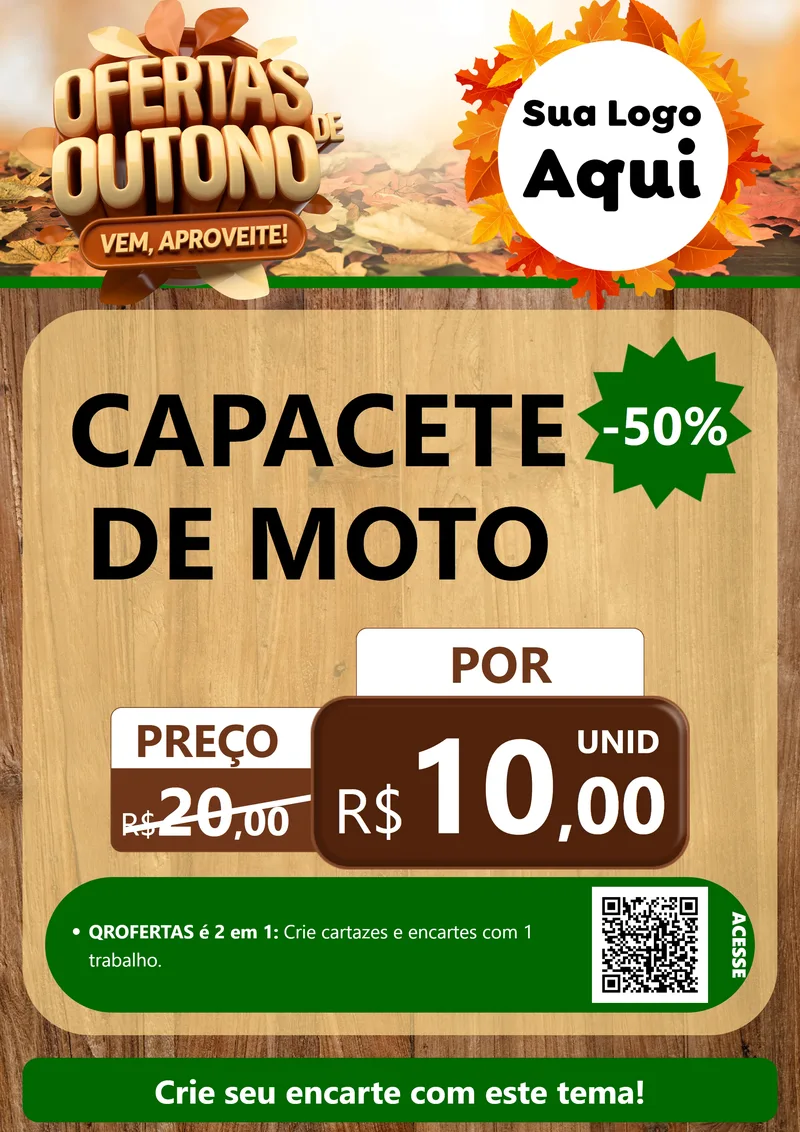 Modelo de Cartaz para Cartaz A4 Vertical com o tema Ofertas de Outono - Vem, Aproveite! para Moto peças