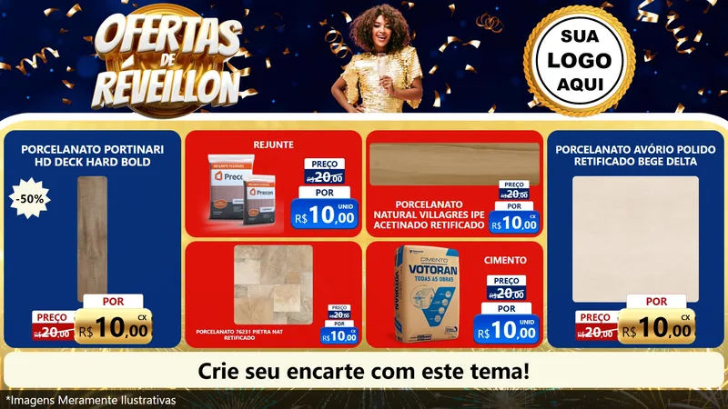 Modelo de TV para TV Horizontal com o tema Ofertas de Réveillon para Pisos e revestimentos