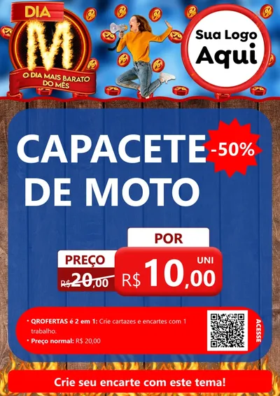 Modelo de Cartaz para Cartaz A4 Vertical com o tema Dia M - O Dia Mais Barato Do Mês para Moto peças
