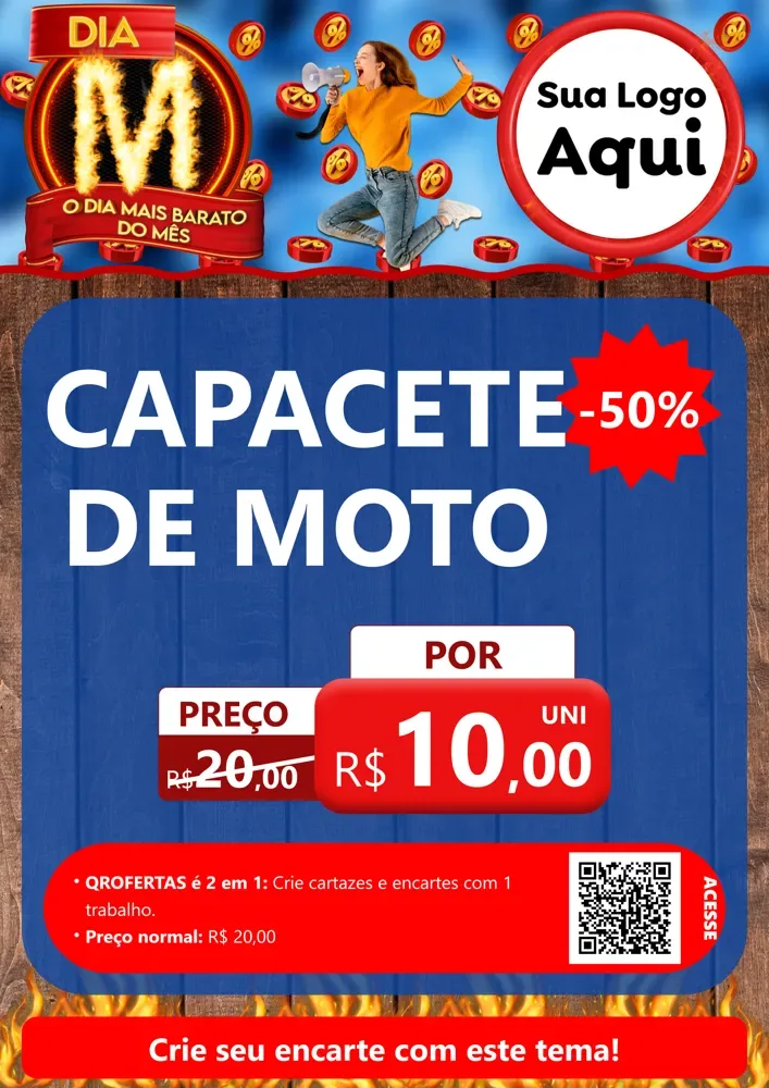 Modelo de Cartaz para Cartaz A4 Vertical com o tema Dia M - O Dia Mais Barato Do Mês para Moto peças