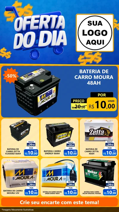 Modelo de Rede Social para Stories com o tema Oferta do Dia para Baterias Elétricas