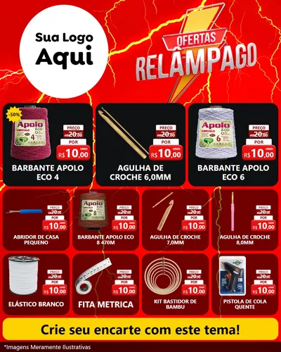 Modelo de Rede Social para Feed Instagram com o tema Ofertas Relâmpago para Armarinho e Aviamentos