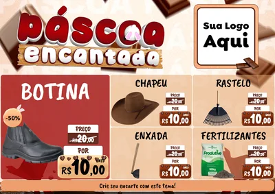 Modelo de Encarte para Encarte A4 Horizontal com o tema Páscoa Encantada para Agropecuária