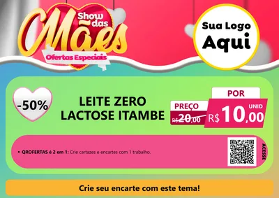 Modelo de Cartaz para Cartaz A4 Horizontal com o tema Show das Mães - Ofertas Especiais para Frios e Laticínios