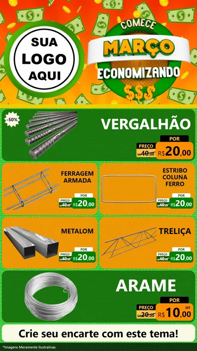 Modelo de TV para TV Vertical com o tema Comece Março Economizando para Ferragens