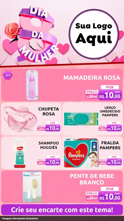Modelo de TV para TV Vertical com o tema Dia da Mulher para Bebês