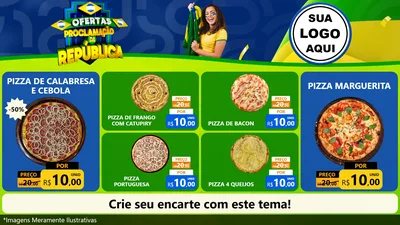 Modelo de TV para TV Horizontal com o tema Ofertas Proclamação da República para Pizzaria