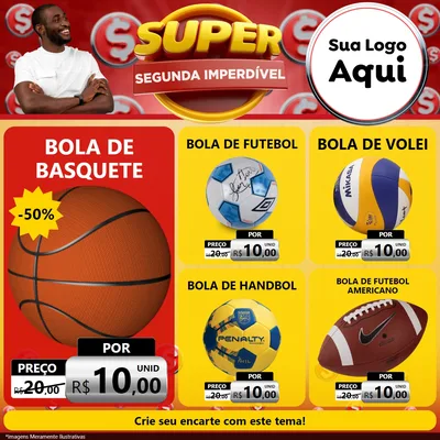 Modelo de Rede Social para Feed Facebook com o tema Super Segunda Imperdível para Artigos Esportivos