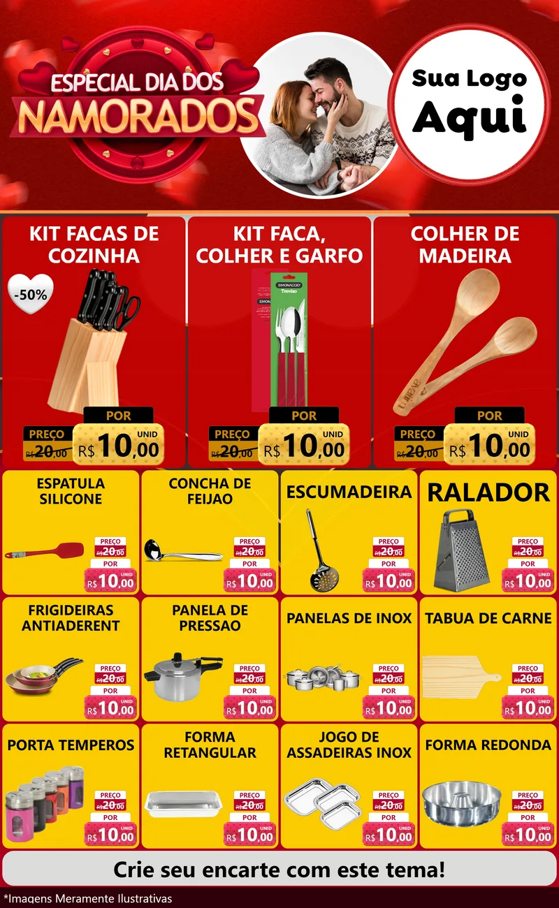 Modelo de Encarte para Encarte Grande com o tema Especial Dia Dos Namorados para Utilidades Domésticas