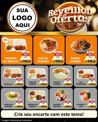 Modelo de Rede Social para Feed Instagram com o tema Réveillon de Ofertas para Restaurante