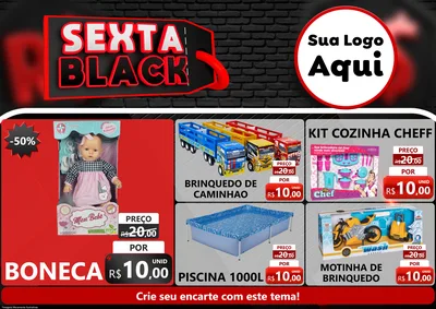 Modelo de Encarte para Encarte A4 Horizontal com o tema Sexta Black para Brinquedos