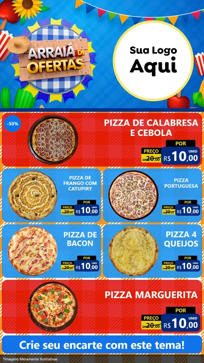 Modelo de TV para TV Vertical com o tema Arraiá de Ofertas para Pizzaria