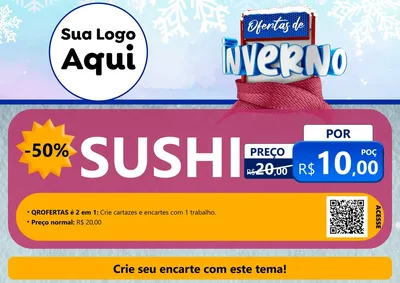 Modelo de Cartaz para Cartaz A4 Horizontal com o tema Ofertas de Inverno para Comida japonesa