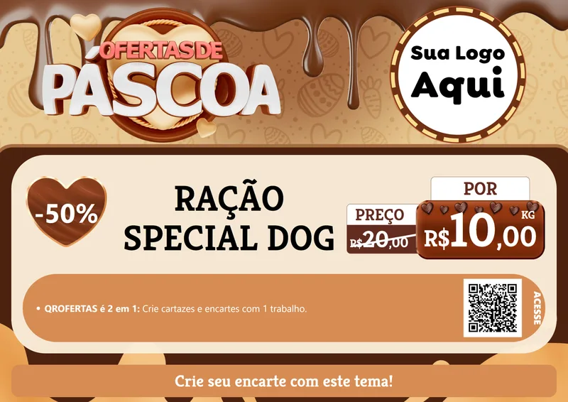 Modelo de Cartaz para Cartaz A4 Horizontal com o tema Ofertas de Páscoa para Pet Shop
